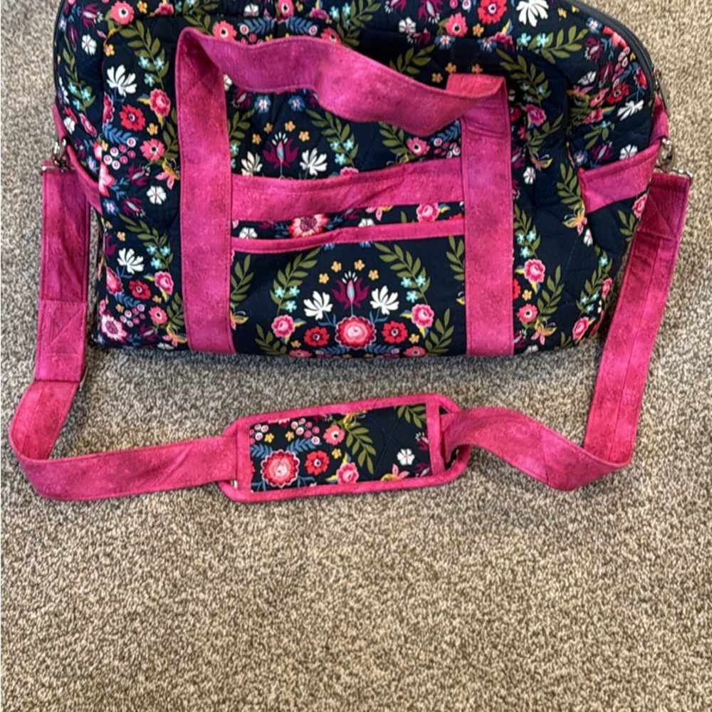 Floral Pink and Black Women's Bag